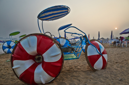 water bicycle on the beachの写真素材