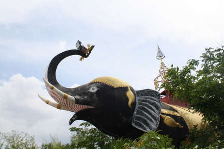 Elephant statue in Thailand templeの写真素材