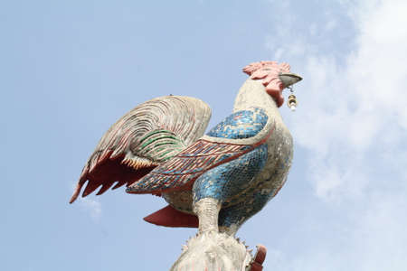 Chicken Statue in Thailand temple.の写真素材