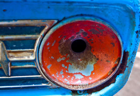 Old car broken headlight の写真素材