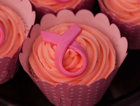 Pink breast cancer awareness cupcakes の写真素材