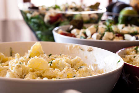 Potatoes salad display の写真素材