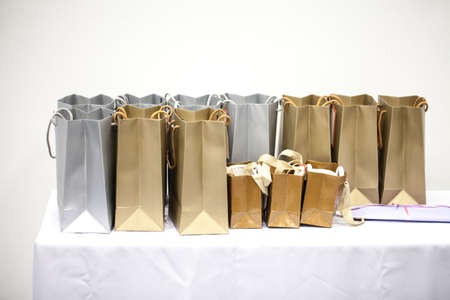 Gift bags gold and silver big and smallの写真素材