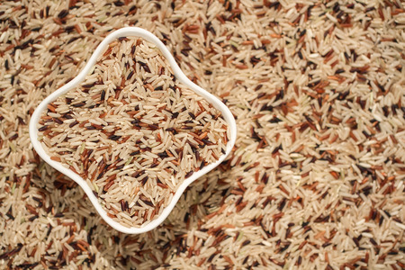 bowl of brown riceの写真素材