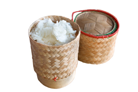 sticky rice in bamboo basket.の写真素材