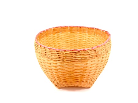 Thai bamboo basket on white background の写真素材