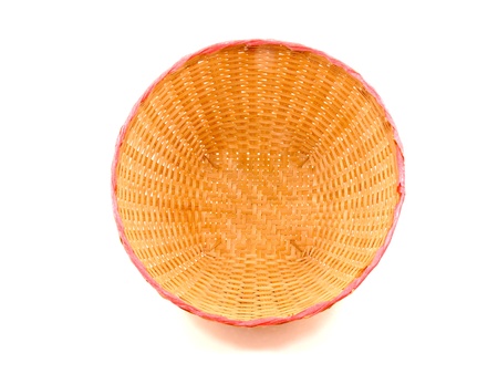 Inside Thai bamboo basket on white background の写真素材