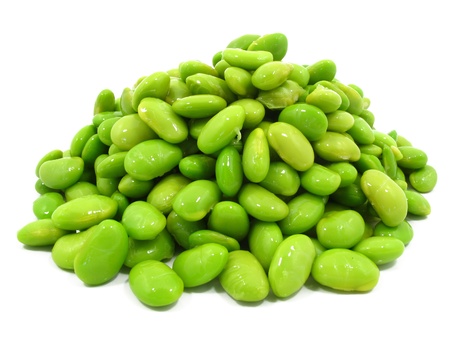 Group of Edamame soy beans shelled on white background の写真素材