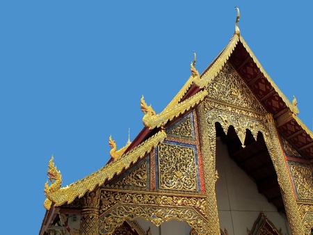 Gable roof of the temple in Thailand with clipping path の写真素材