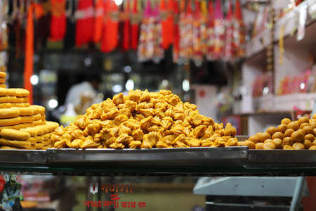 Indian traditional sweet on steet shopの写真素材