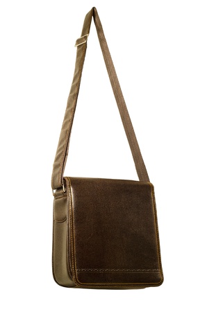 Men's Leather Bag isolated on white backgoundの写真素材