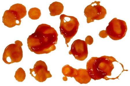 Ketchup splashes or blood stains isolated on white background.の写真素材