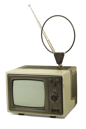 Old dirty TV isolated on white backgroundの写真素材