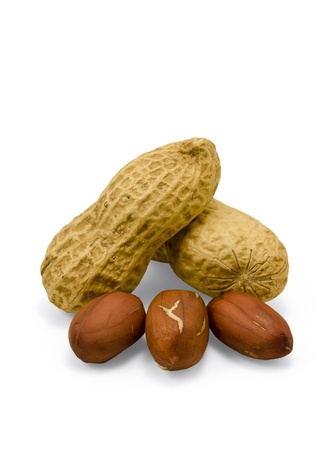Peanuts snack on white backgroundの写真素材