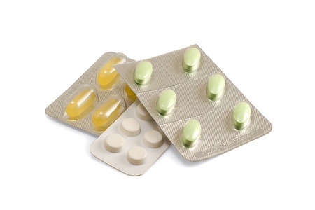 Image of a pills blisters on white background with shadow.の写真素材