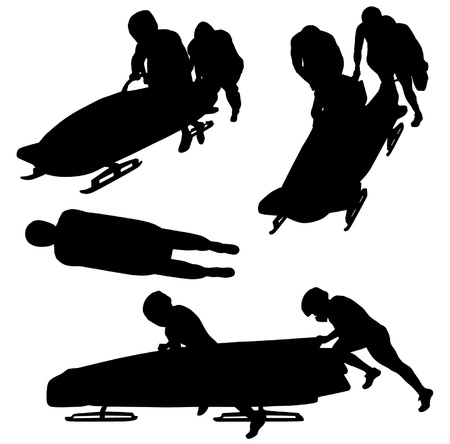 Bobsleigh Silhouette on white background