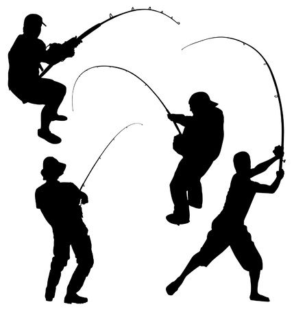 Fishing Silhouette on white backgroundのイラスト素材