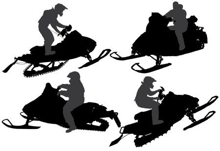 Snowmobiling Silhouette on white backgroundのイラスト素材