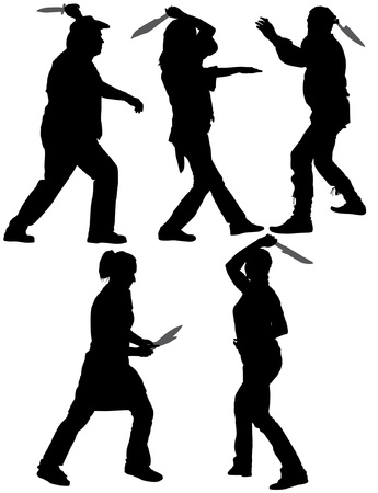 Knife Thrower Silhouette on white backgroundのイラスト素材