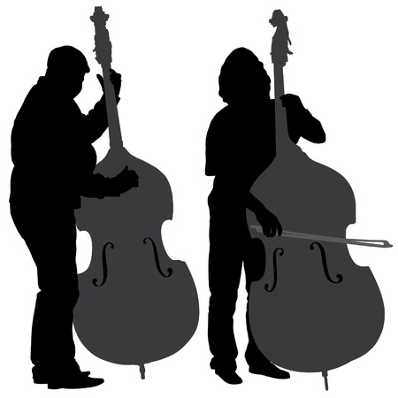 Bass Player Silhouette on white backgroundのイラスト素材