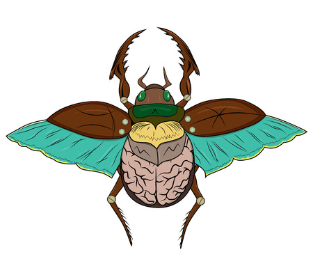 Scarab Beetle with screwheads and brains isolated on white backgroundのイラスト素材