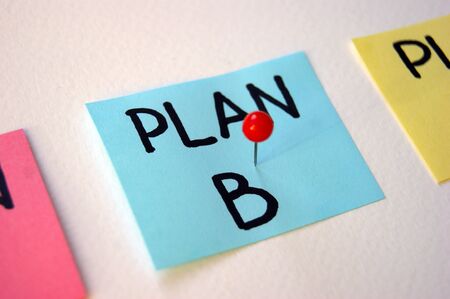 Plan A, B, C on multi-colored office stickers. Planning, Management, Employment, Business. concept of choice.の写真素材