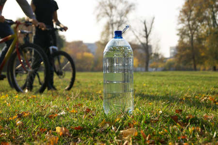 Fresh water bottle in the parkの写真素材