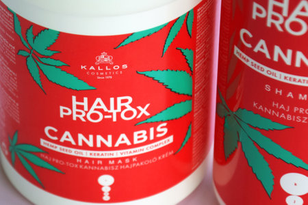 Kharkiv, Ukraine - June 11, 2022: Professional hair cosmetics Kallos is a real paradise for thorough and reliable care.のeditorial素材