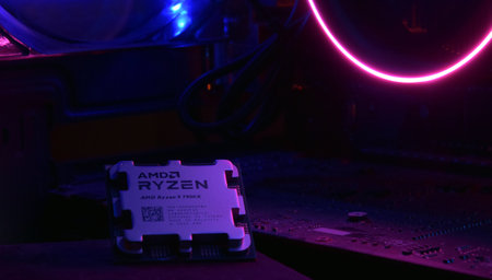 UKRAINE, KHARKIV, NOVEMBER 14, 2022: Close-up of an AMD Ryzen 9 3900X processor, against the backdrop of coolers with light.のeditorial素材