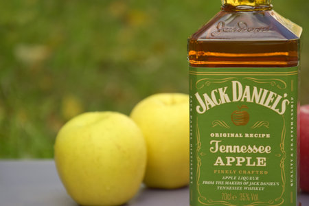 Bottle of Jack Daniels with Apple flavours.のeditorial素材