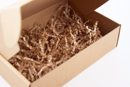 Shredded paper on light background. selective focus image.の写真素材