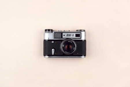 Retro camera FED-5-B which was produced in Ukraine from 1970 to 1990.のeditorial素材