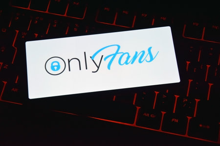 OnlyFans logo on black pc keyboard. OnlyFans is content subscription service based in London, United Kingdomのeditorial素材