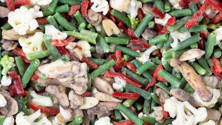 Selling frozen vegetables in the fridge of a grocery store.