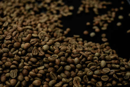 Close up coffee beans background. Green bean coffee