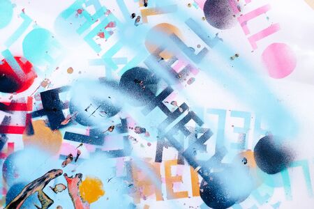 Hello. a lot of nadpi on a white background with spray paint stencilの写真素材