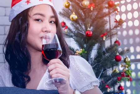 Christmas party with champagne glasses on new year party.