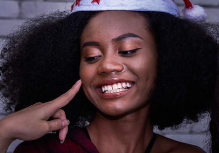 Close up smiling beautiful girl.の写真素材