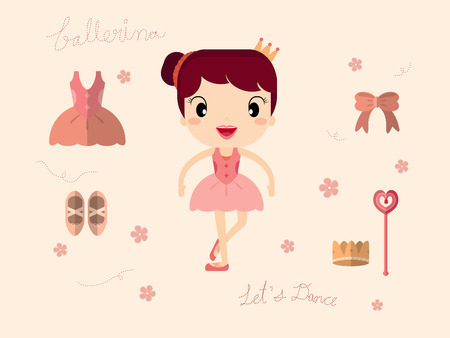 Sweet Ballerina set for girls のイラスト素材
