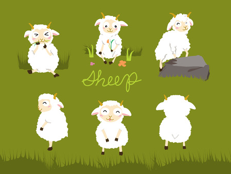 Happy sheep plays in the farmのイラスト素材