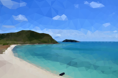 island,sea,beach low poly the name is Sa Mae Sarn Island in Thailandの写真素材
