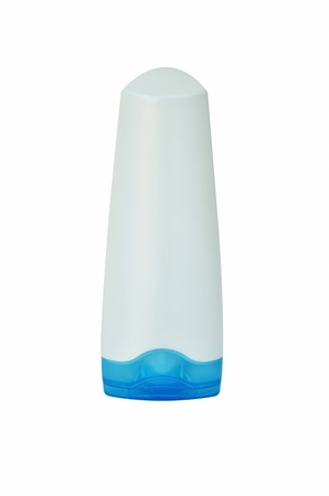 white plastic bottle with blue coverの写真素材