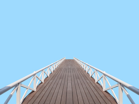 Empty wooden bridge on top viewの写真素材