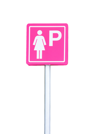 clipping path, pink ladies parking sign mark isolated on white backgroundの写真素材