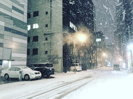 Snowing in Sapporo, Japanの素材