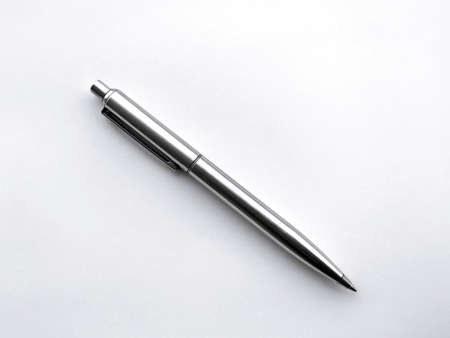 Silver pen isolated on white backgroundの写真素材