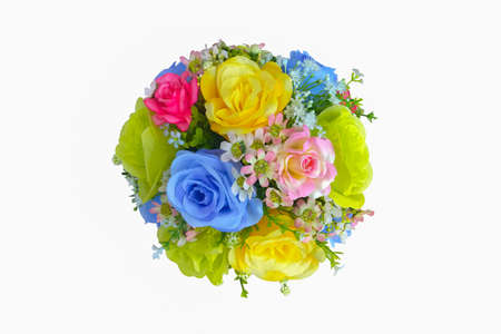 Artificial Flowers isolated on white backgroundの写真素材