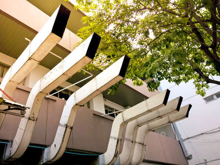Chimney for cooling and smoke out from kitchen, factoryの写真素材