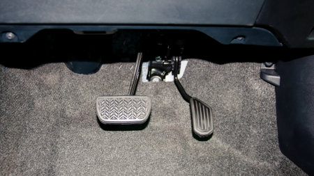 Accelerator and brake pedal of automatic gear carの写真素材