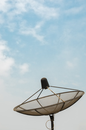 Antenna communication satellite dish on clear skyの写真素材